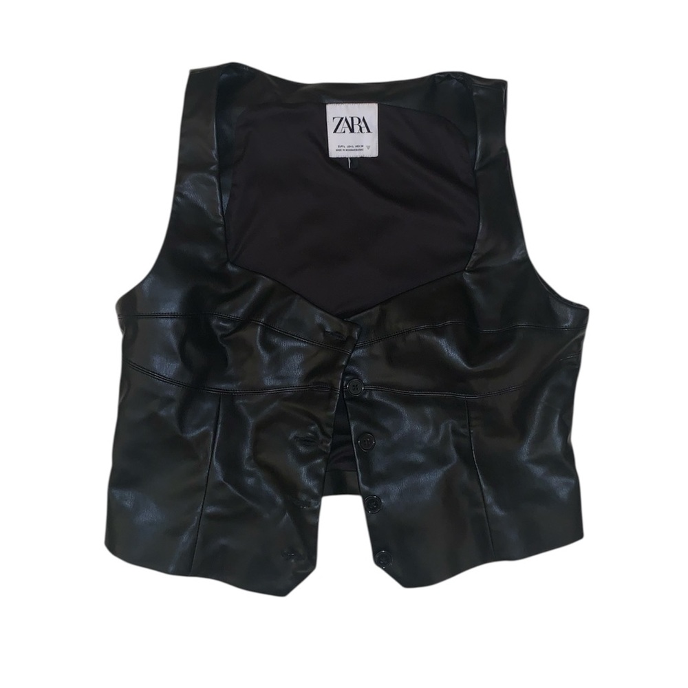 ZARA Sleek Black Faux Leather Vest